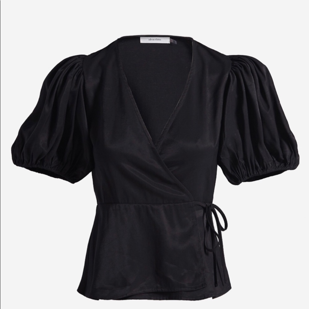 NEW Black Wrap Puff Top